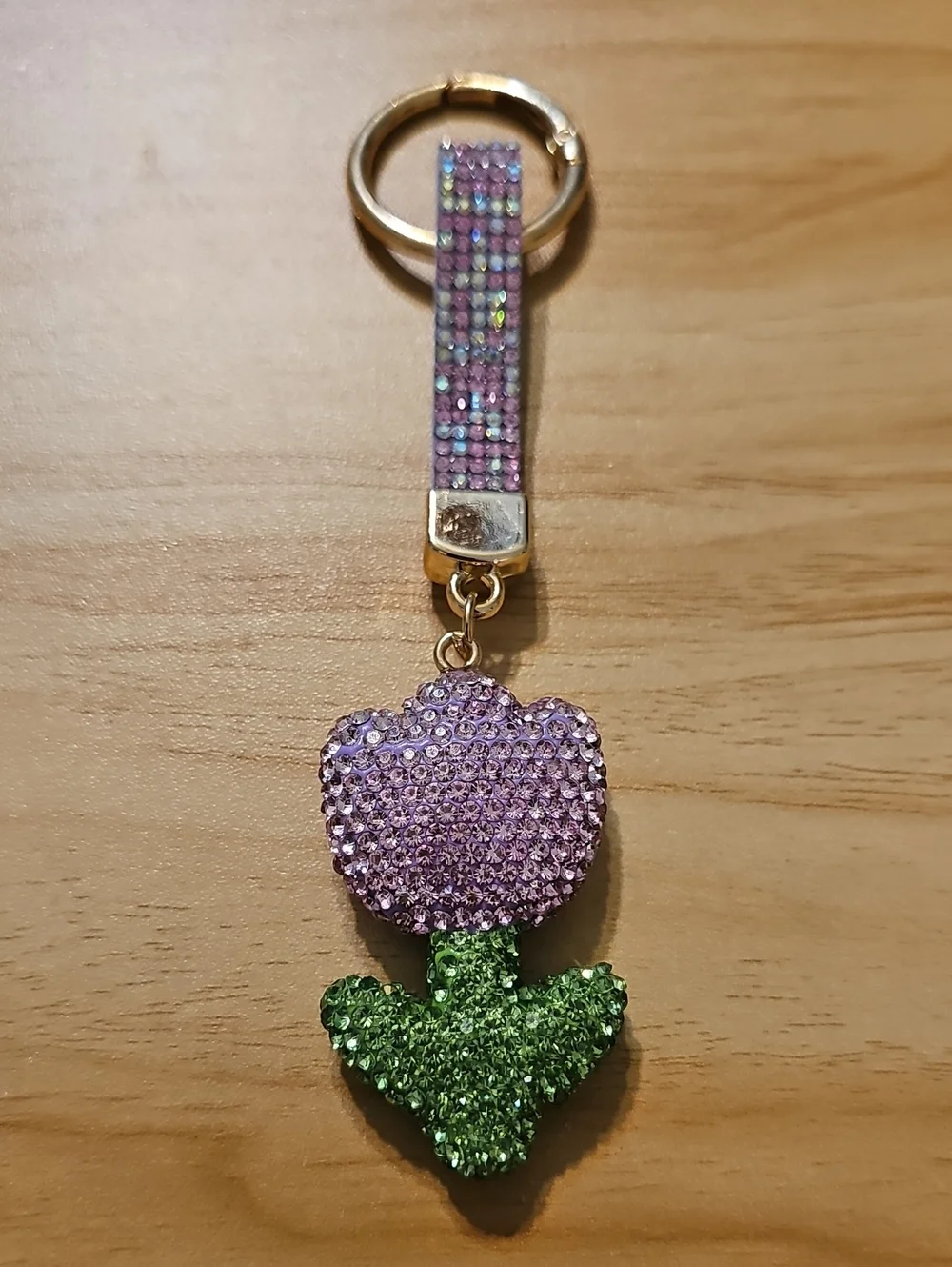 Sassified Boutique NWT Sparkling Purple & Green Flower Keychain Wristlet